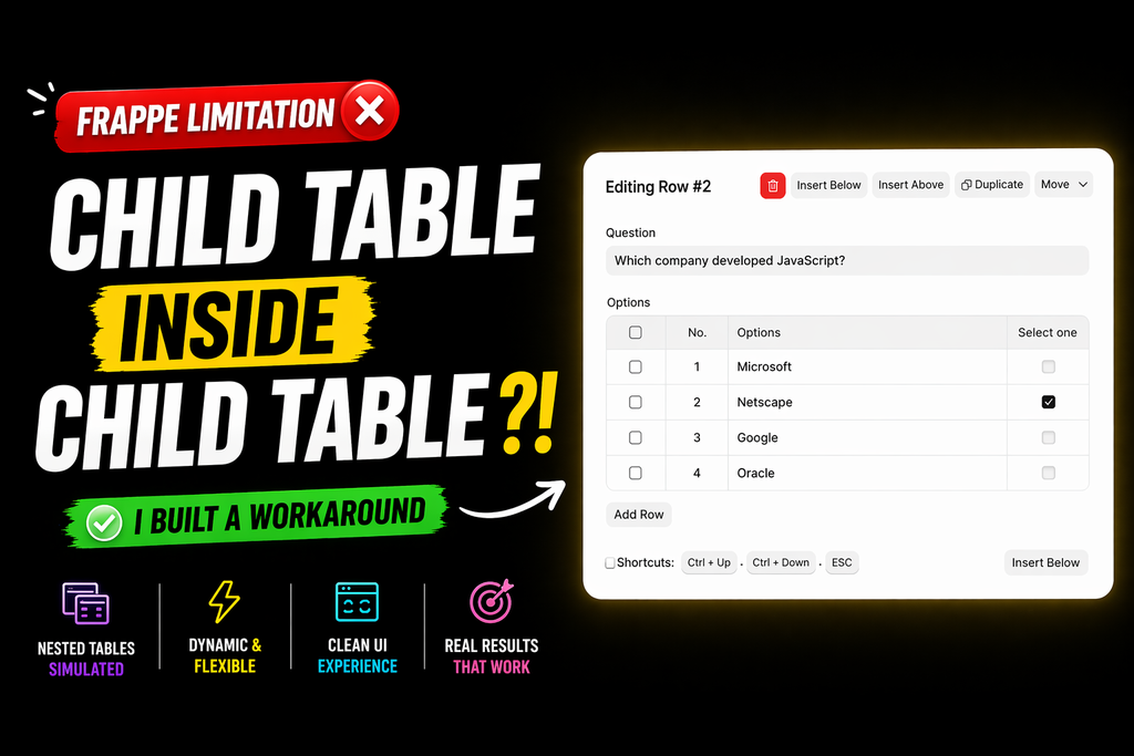 Child Table Inside Child Table in Frappe: A Practical Workaround - Cover Image